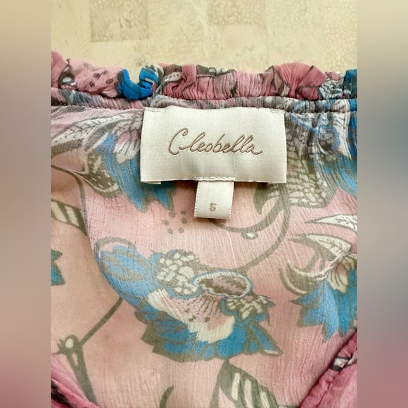 Cleobella Women's Pink Floral Lotus Print Emily Blouse Shirt Small - Picture 7 of 10